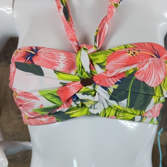 KONA Sol tropical floral print halter bikini top woman's‎ Size small NEW padded - Picture 4 of 13